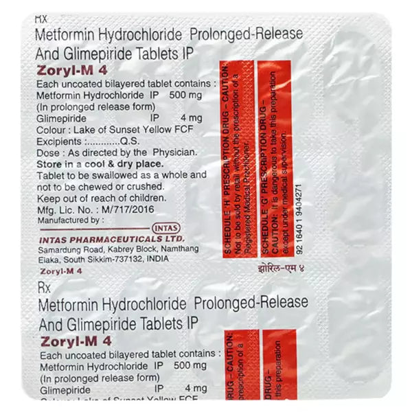 Zoryl M 4mg Strip Of 15 Tablets